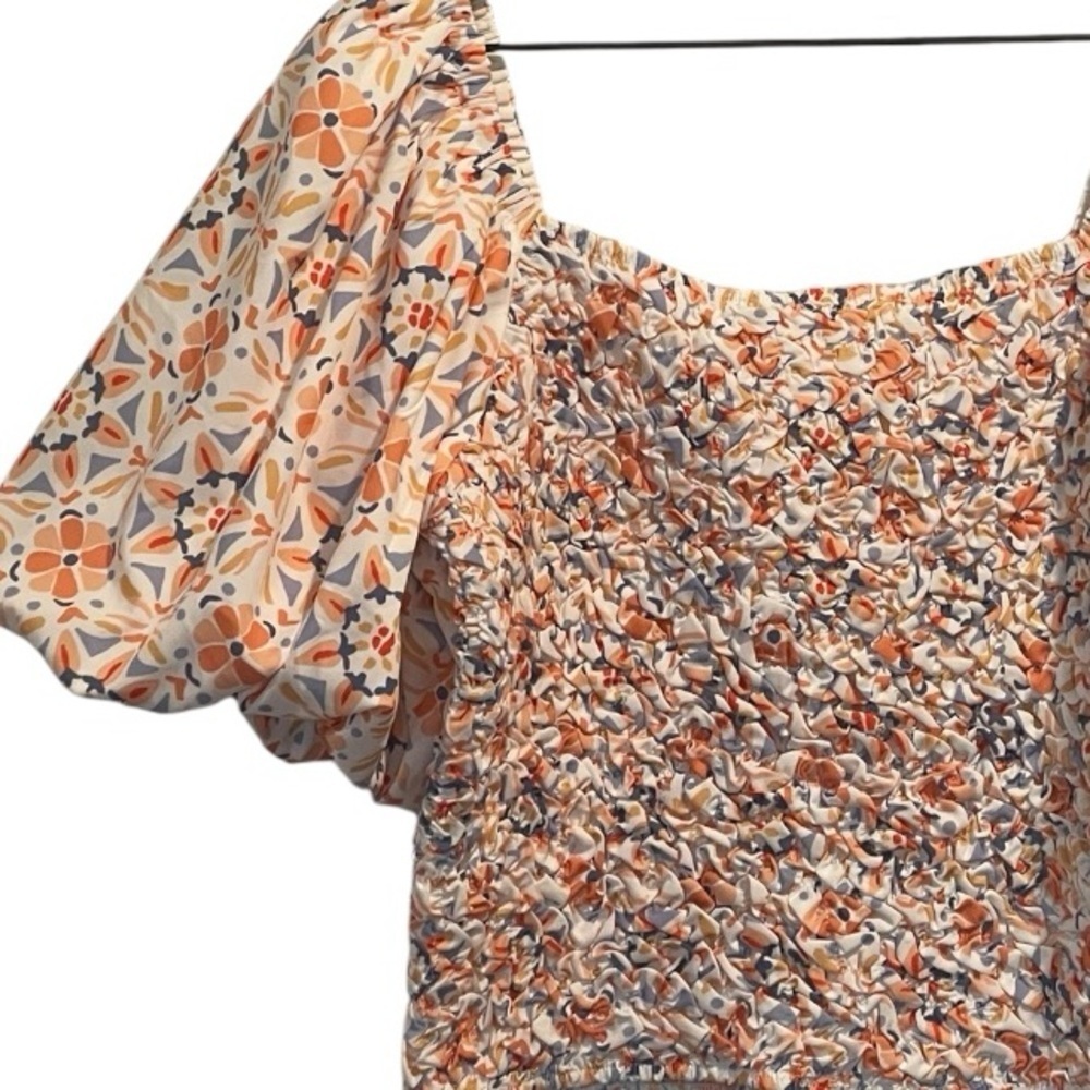 Anthropologie Dolan Multicolor Floral Off-Shoulder Textured Blouse,Puff Sleeve,M - Picture 13 of 13